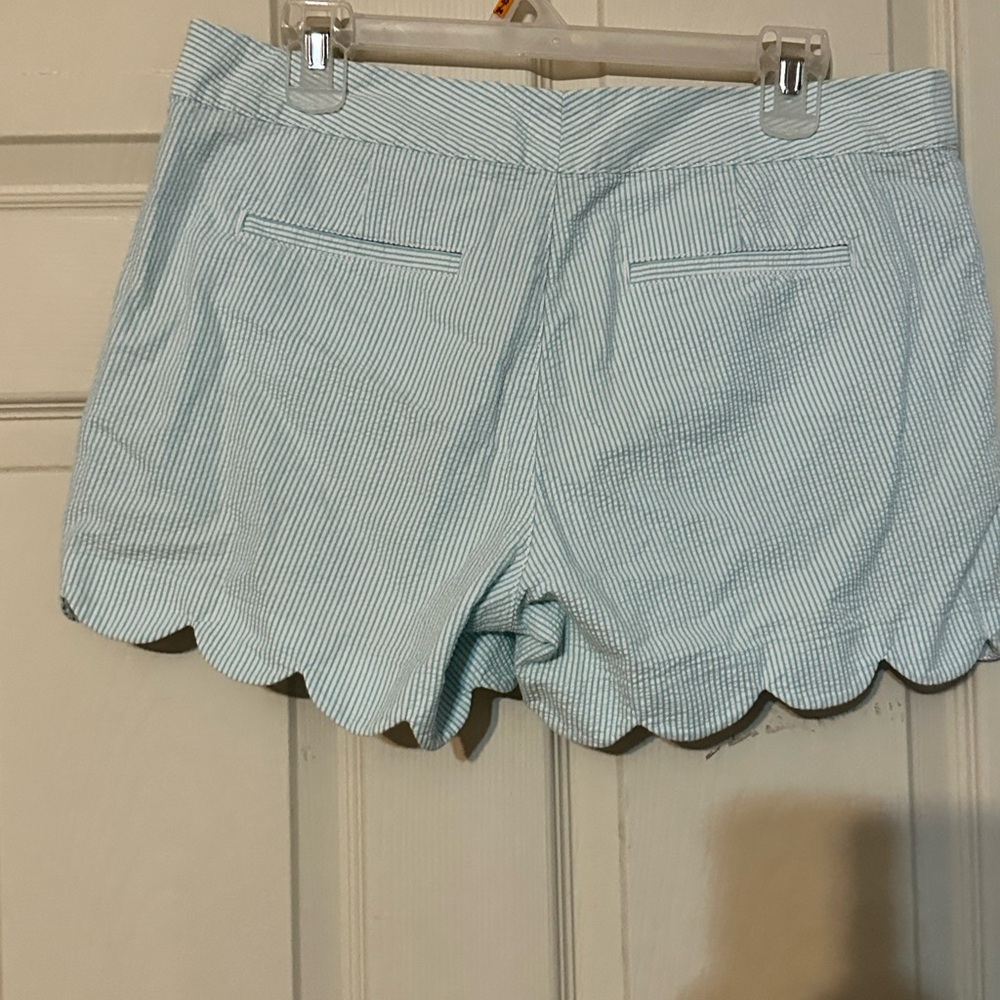 Lilly Pulitzer Light Blue Striped Scalloped Shorts
